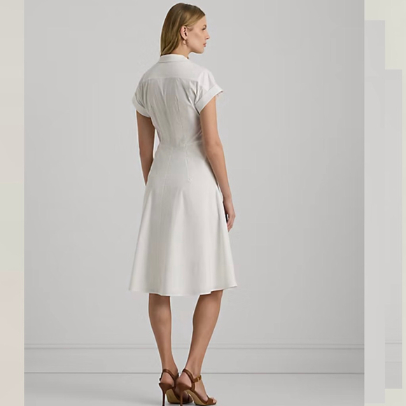 Lauren Ralph Lauren White Twist-Front Cotton Shirtdress Size 18 - Picture 5 of 15